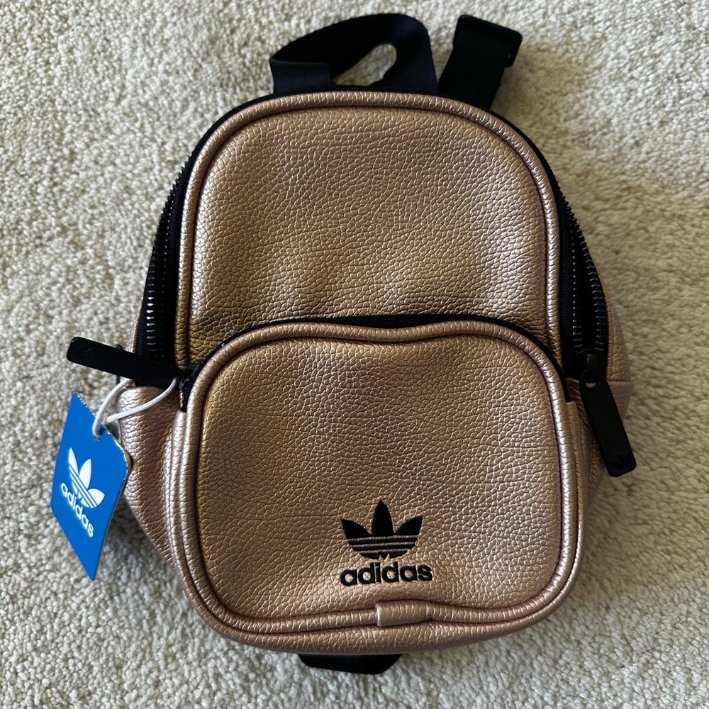 adidas Rose Gold Mini Backpack with Black Trim